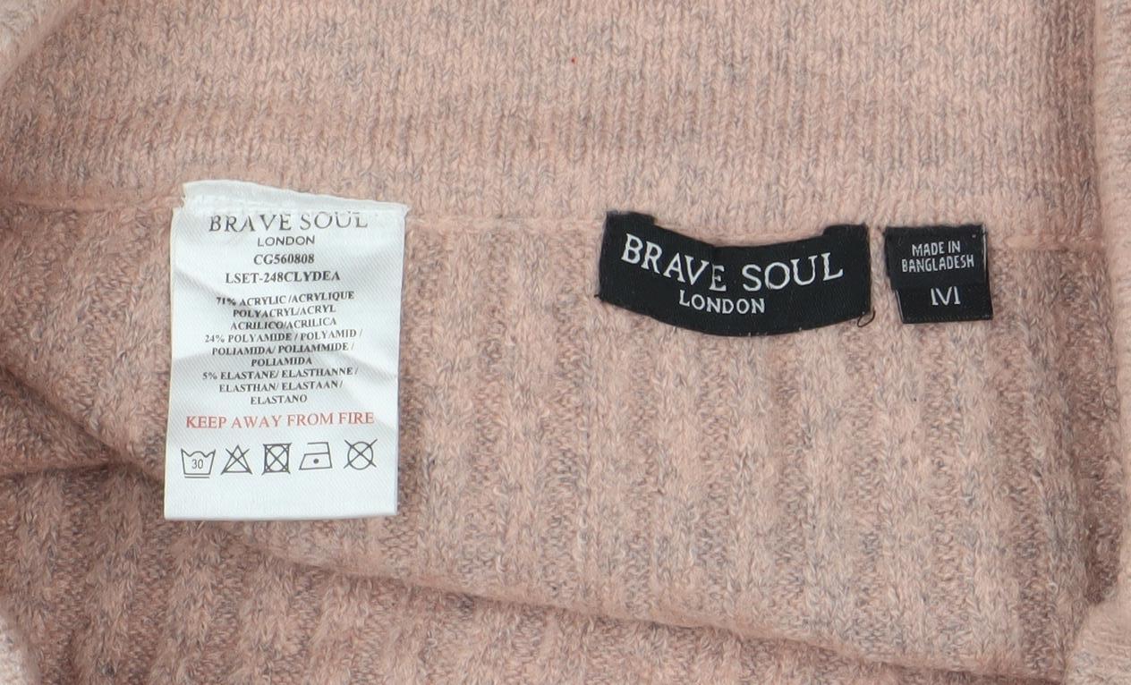 Brave Soul Women Beige Knit Pencil Skirt Size L Elastic Waist