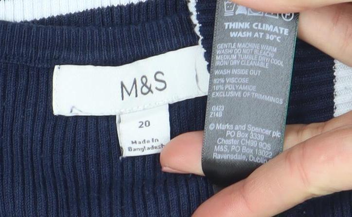 Marks and Spencer Women’s Blue Striped Sleeveless Tank Top Size 20