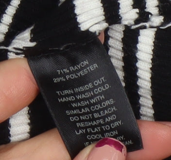 White House Black Market Women's Black Striped Off Shoulder Knit Top XL