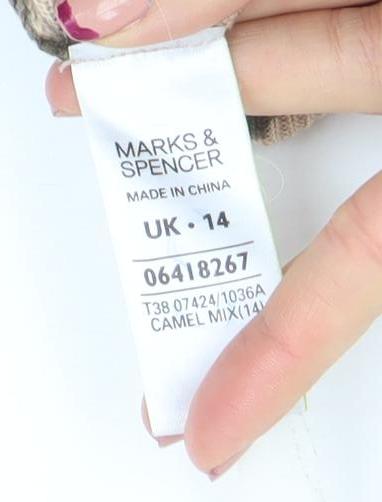 Marks and Spencer Womens Brown Animal Print Long Sleeve Knit Top UK 14