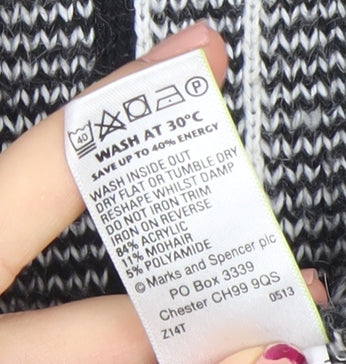 Marks and Spencer Womens Grey Check Knit Pullover Jumper Size 10