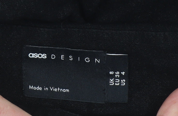 ASOS DESIGN Women’s Black Linen Wide-Leg Trousers Size 8