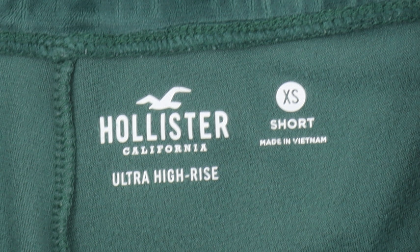 Hollister Womens Green XS Ultra High Rise Flared Velour Trousers