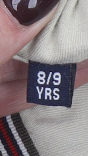 jac Boys Beige Half Zip Hooded Pullover Hoodie 8-9 Years Cotton Blend