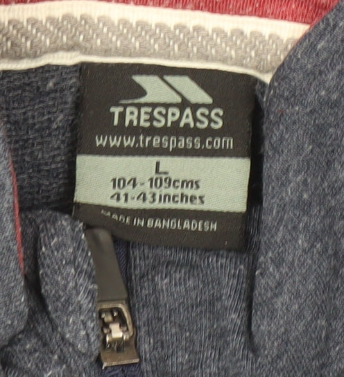 Trespass Mens Blue 1/4 Zip Fleece Sweatshirt Size L Outdoor Pullover