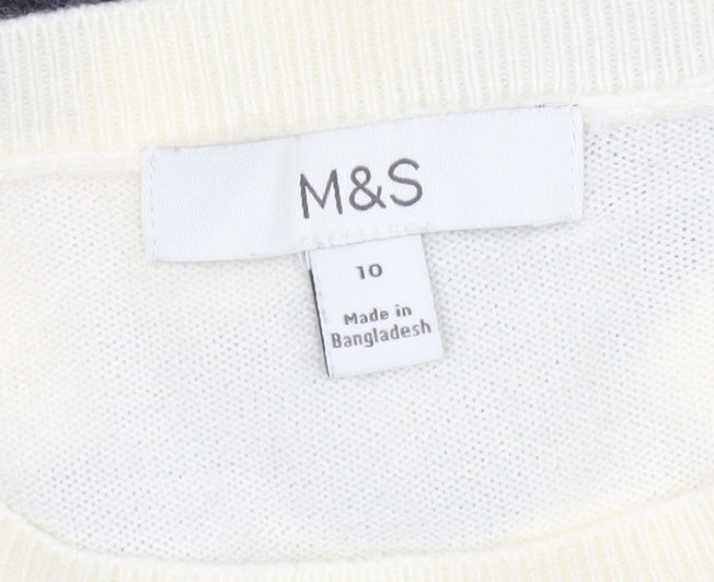 Marks and Spencer Women's Black White Striped Jumper Size 10
