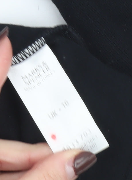 Marks and Spencer Women Black Size 10 Boat Neck Long Sleeve Top