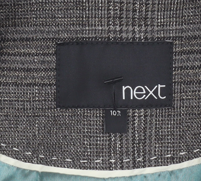 Next Women Grey Check Two-Button Blazer Jacket Size 10R Formal Workwear