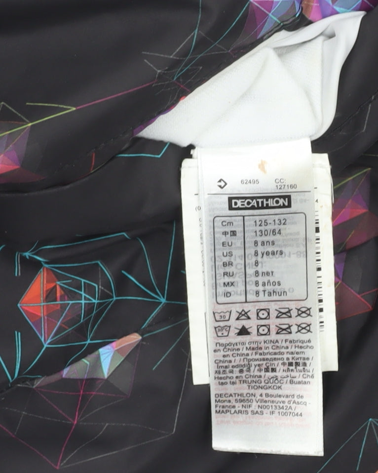 Decathlon Girls White Hooded Puffer Jacket 8 Years Winter Lined Zip Coat