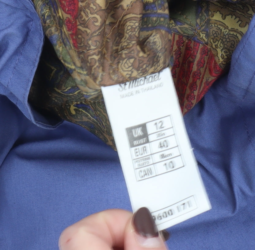 Marks and Spencer Women Blue Hooded Parka Coat UK 12 Polyester Cotton