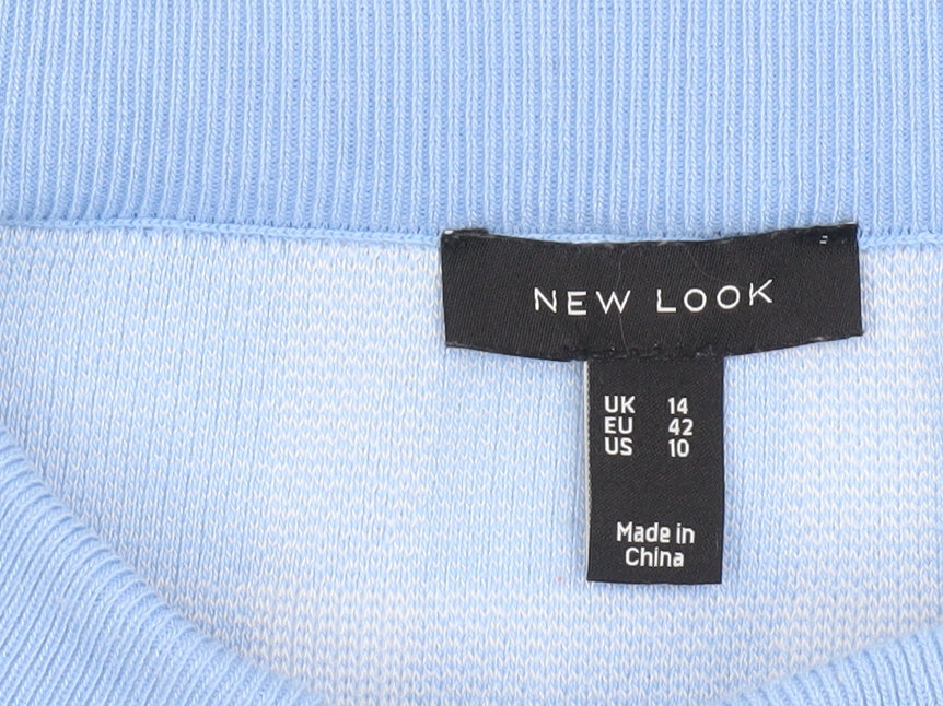 New Look Women's Blue Check Knit Pencil Skirt Size 14