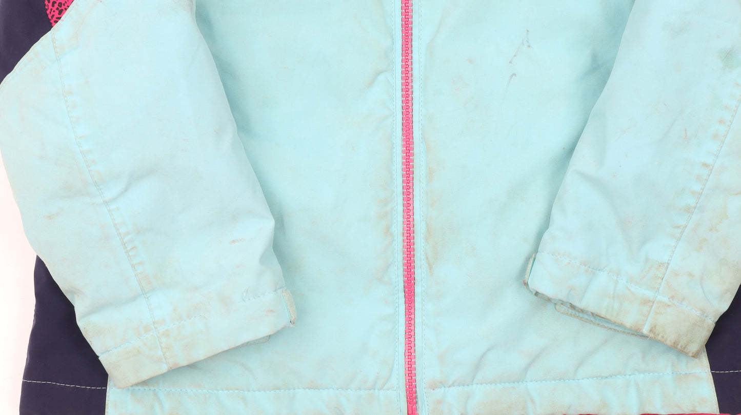Nevica Girls Blue Pink Ski Jacket 9-10 Years Hooded Waterproof Winter Coat