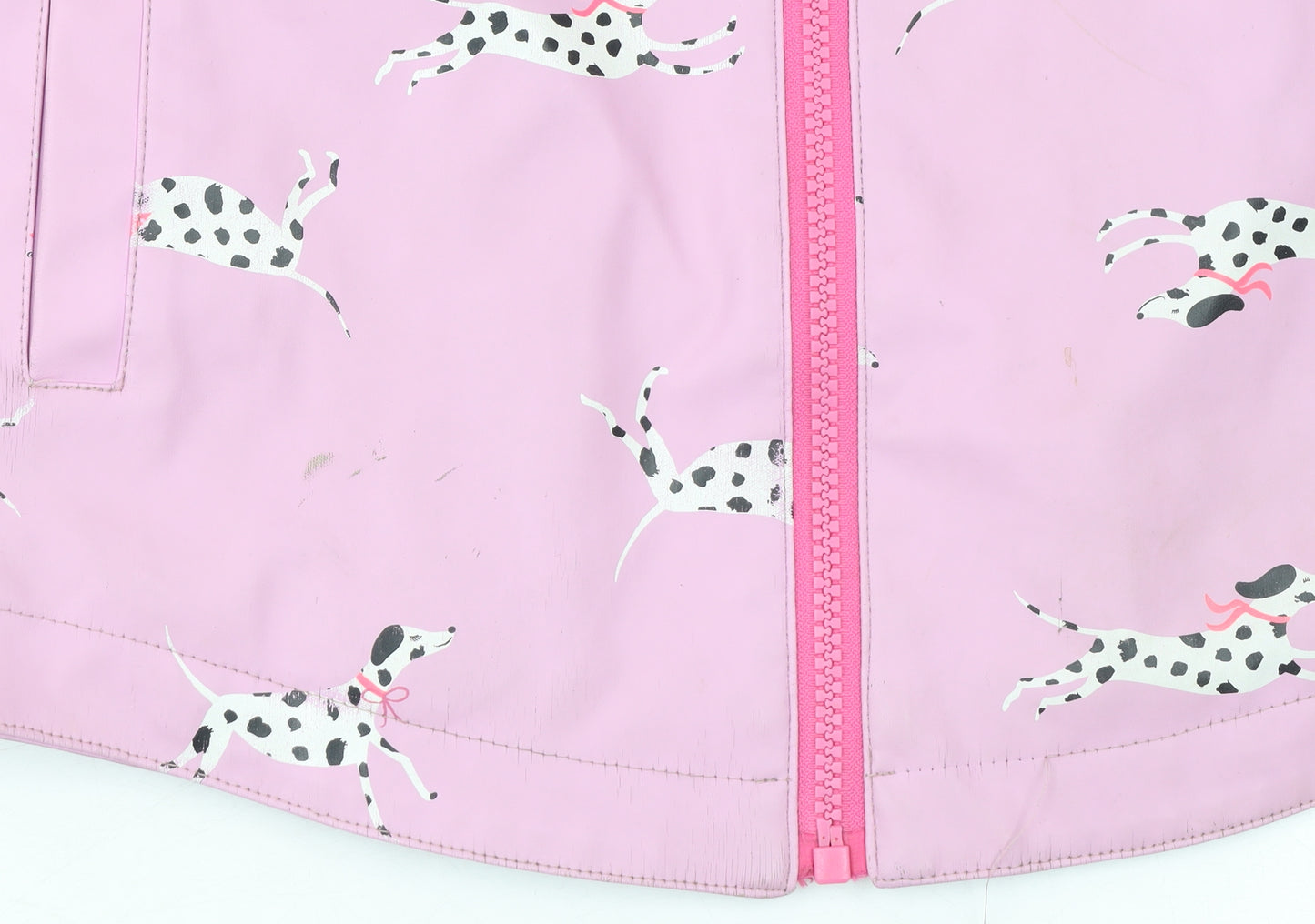 Joules Girls Pink Dog Print Waterproof Hooded Rain Coat 6 Years
