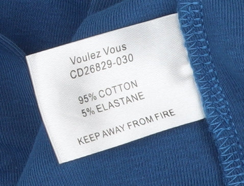 Voulez Vous Women’s Blue Long Sleeve Cotton Polo Top Size 14