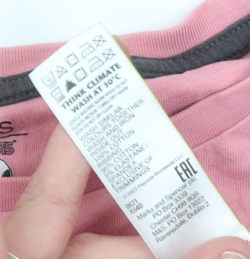 Marks and Spencer Girls Pink Snoopy Graphic Cotton T-Shirt 15-16 Years