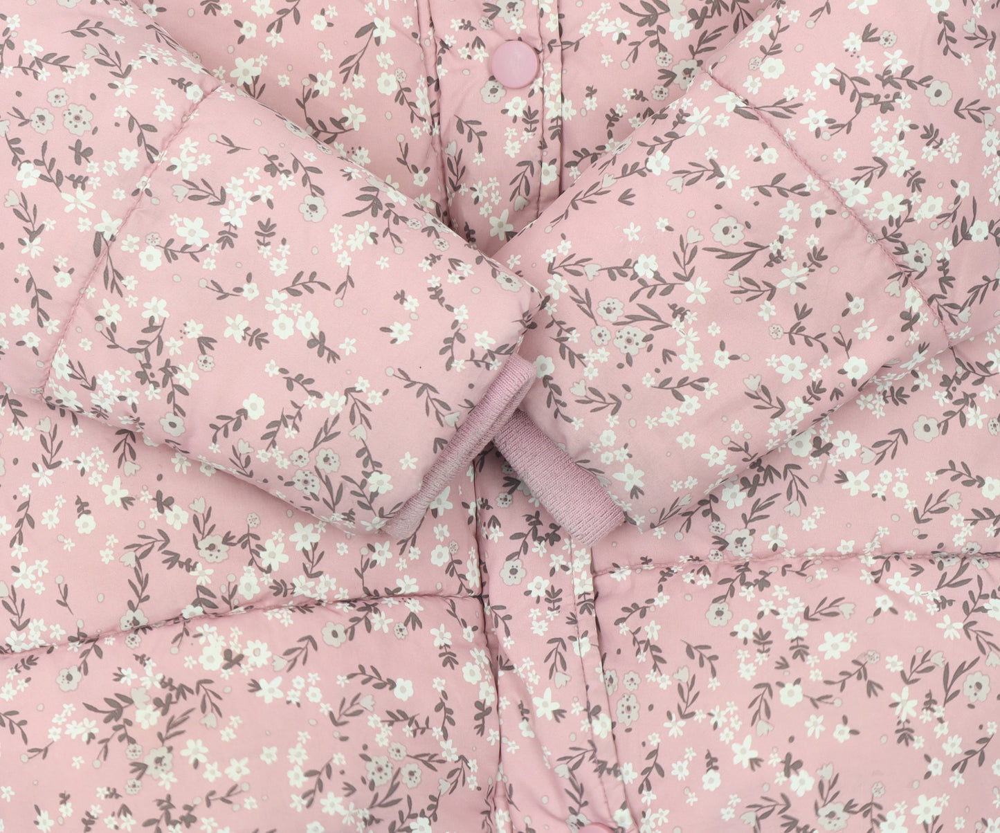 George Girls Pink Floral Hooded Puffer Coat 2-3 Years - Lined Winter Jacket