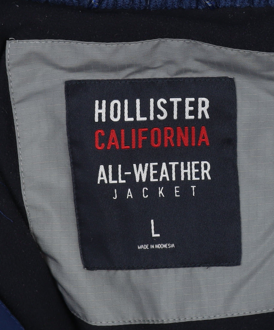 Hollister Men's Blue L All-Weather Hooded Waterproof Jacket