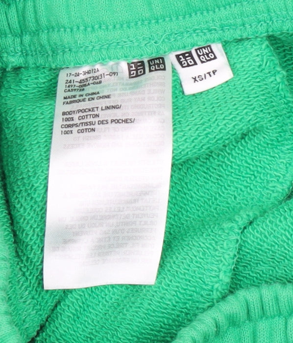 Uniqlo Womens Green XS Cotton Jogger Sweatpants Tapered Fit