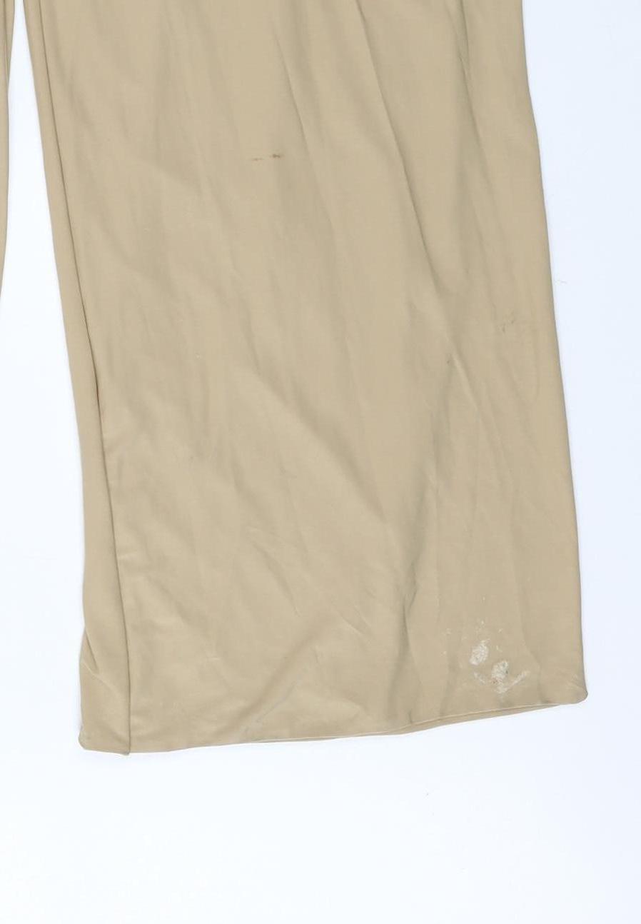 PrettyLittleThing Womens Beige Size 12 Wide-Leg Stretch Trousers