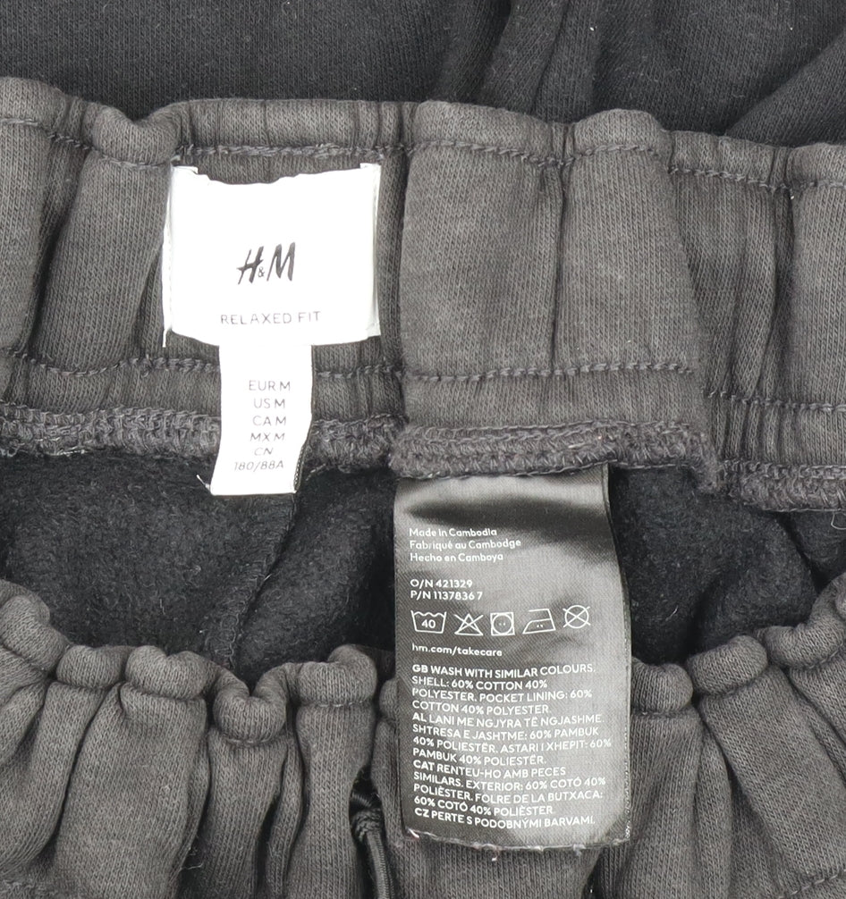 H&M Women’s Black Relaxed Fit Jogger Trousers Size L