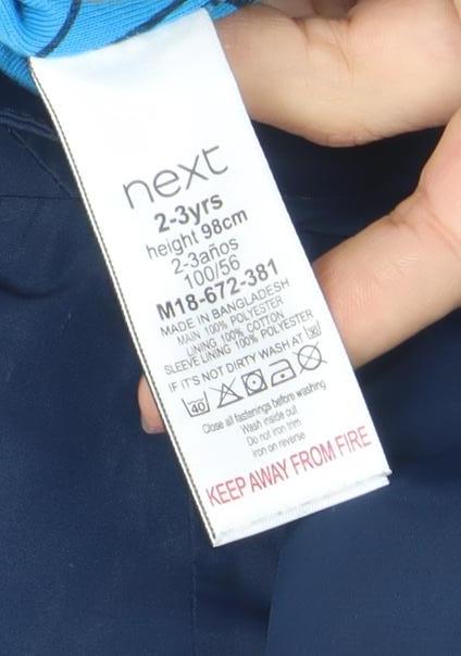 Next Boys Blue Hooded Rain Coat Jacket 2-3 Years Water Resistant