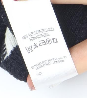 Marks and Spencer Women’s Blue Geometric V-Neck Long Sleeve Acrylic Jumper Size 10
