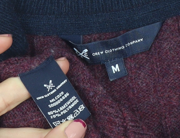 Crew Clothing Company Men's Red Lambswool 1/2 Zip Jumper M