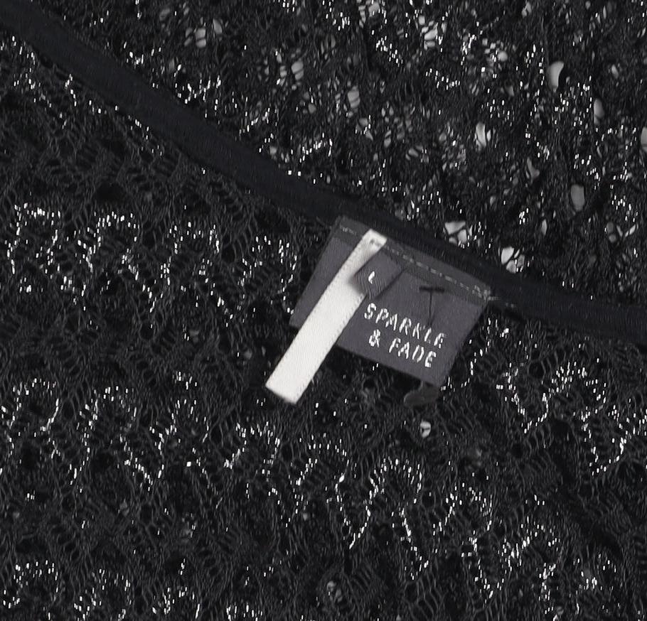 Sparkle & Fade Women's Black Crochet Sheer Long Sleeve Blouse Size L