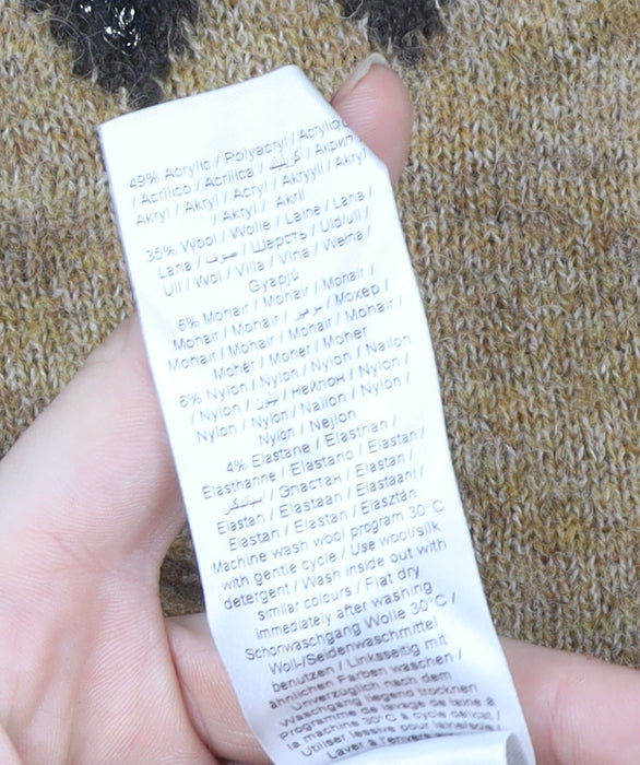 b.young Women Beige Fair Isle Knit Wool Blend Jumper Size 2XL