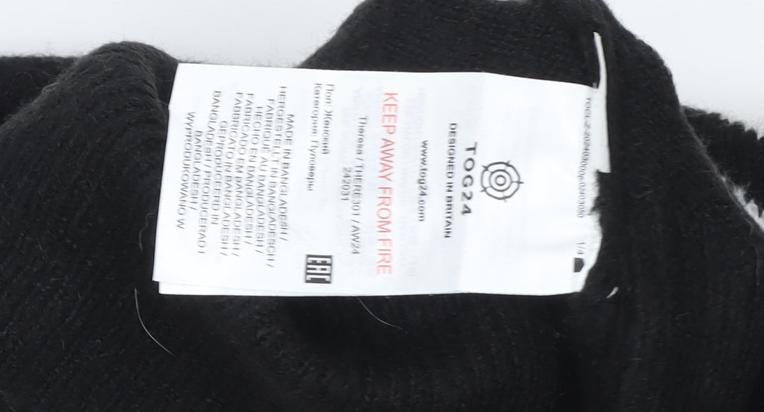 TOG24 Women's Black Star Pattern Crew Neck Jumper Size 14