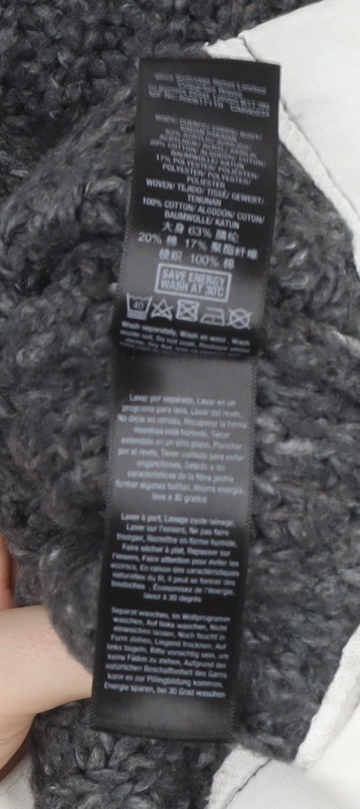 Miss Selfridge Womens Grey Mock Neck Chunky Knit Jumper Size 10