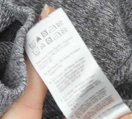 F&F Women's Grey Sequin High Neck Pullover Sweatshirt Size 12