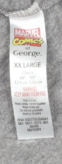 George Marvel Men's Grey 2XL Long Sleeve Comic T-Shirt