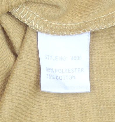 Freshwear Womens Yellow V-Neck Long Sleeve Basic Top Size L