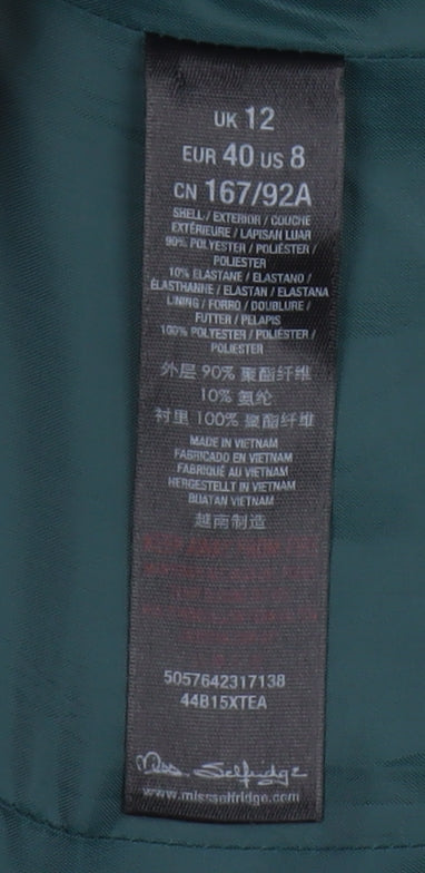 Miss Selfridge Women's Green UK 12 Double-Breasted Blazer