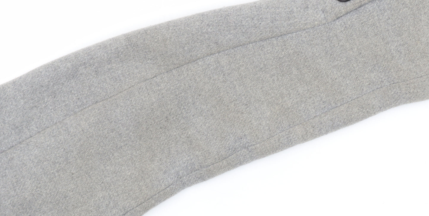 Zara Women Grey Wool Blend Long Coat XS Classic Buttoned