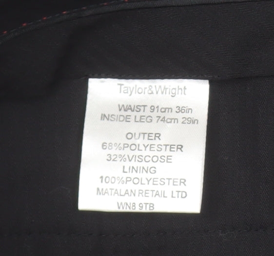Taylor & Wright Men's Black 36S Dress Pants Trousers Classic Fit