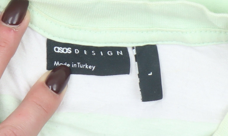 ASOS DESIGN Men’s Multicoloured Striped Relaxed T-Shirt L Cotton