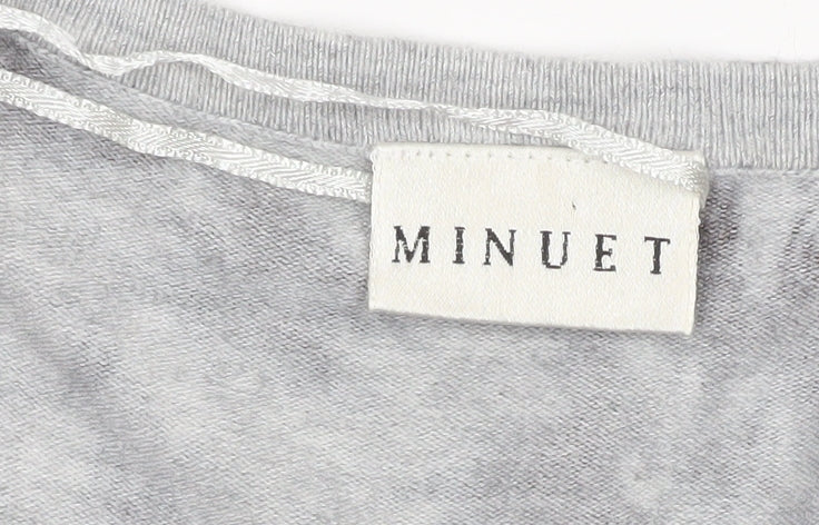Minuet Women’s Grey Floral 3/4 Sleeve Pullover Jumper Size 16