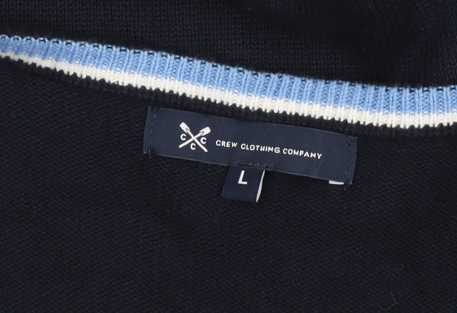 Crew Clothing Men’s Blue Cotton Cashmere V-Neck Jumper L