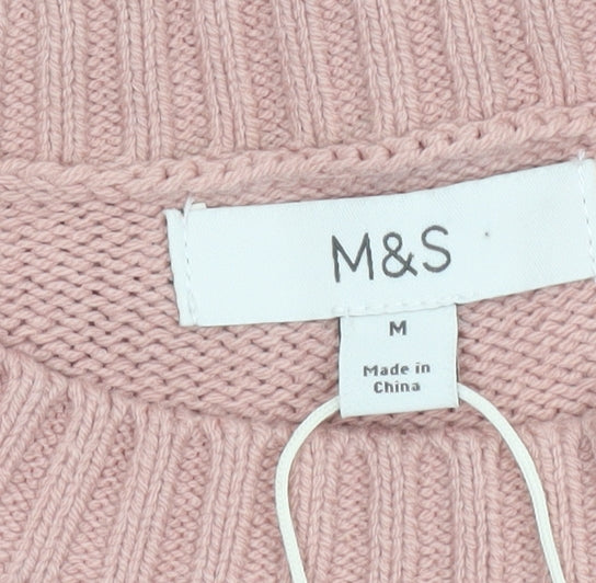 Marks and Spencer Womens Pink Beaded Argyle Knit Jumper M