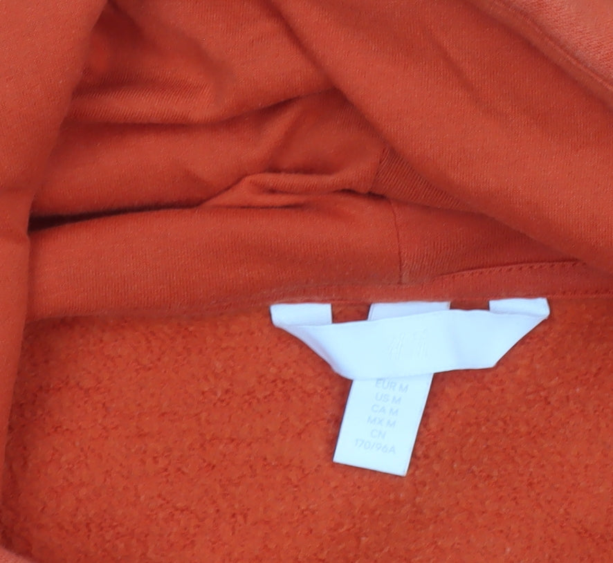 H&M Women’s Orange Pullover Hoodie Size M Cotton Blend Casual