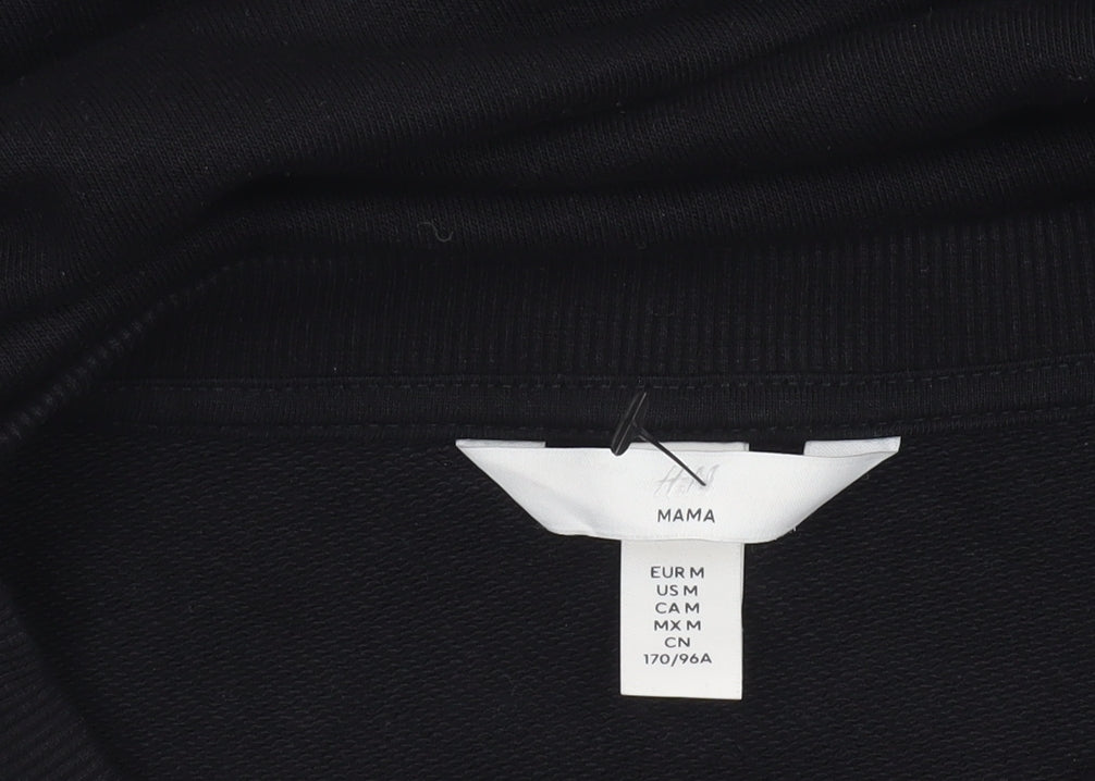 H&M MAMA Women's Black Button Shoulder Pullover Sweatshirt Size 12