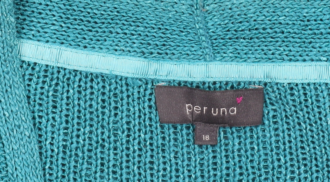 Marks and Spencer Per Una Womens Blue Short Sleeve Open-Knit Shrug Size 18