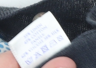 Brora Women's Blue Striped Linen Cotton Silk Cardigan Size 14