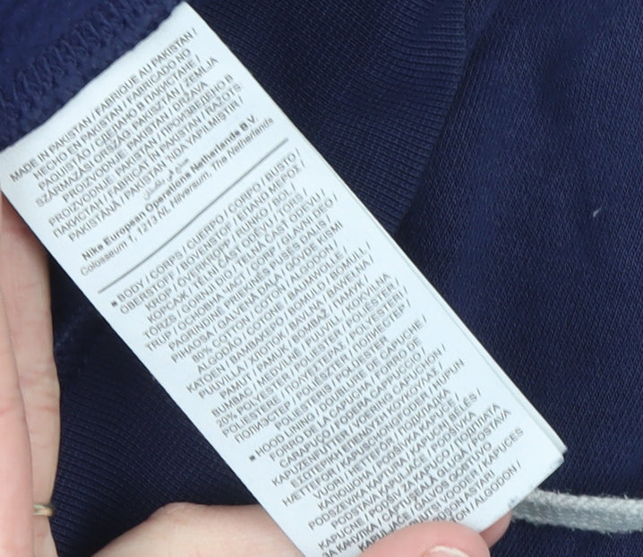 Nike Men's Blue Pullover Hoodie L Logo Fleece Sweatshirt