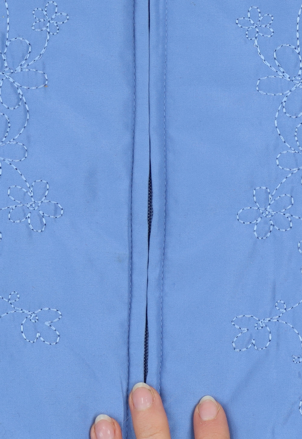 EWM Women Blue Floral Embroidered Zip Waistcoat Size 14