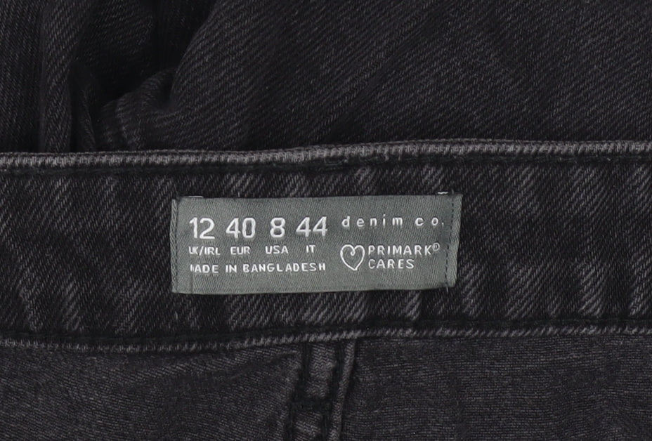 Primark Women’s Black High Rise Cargo Denim Shorts Size 12