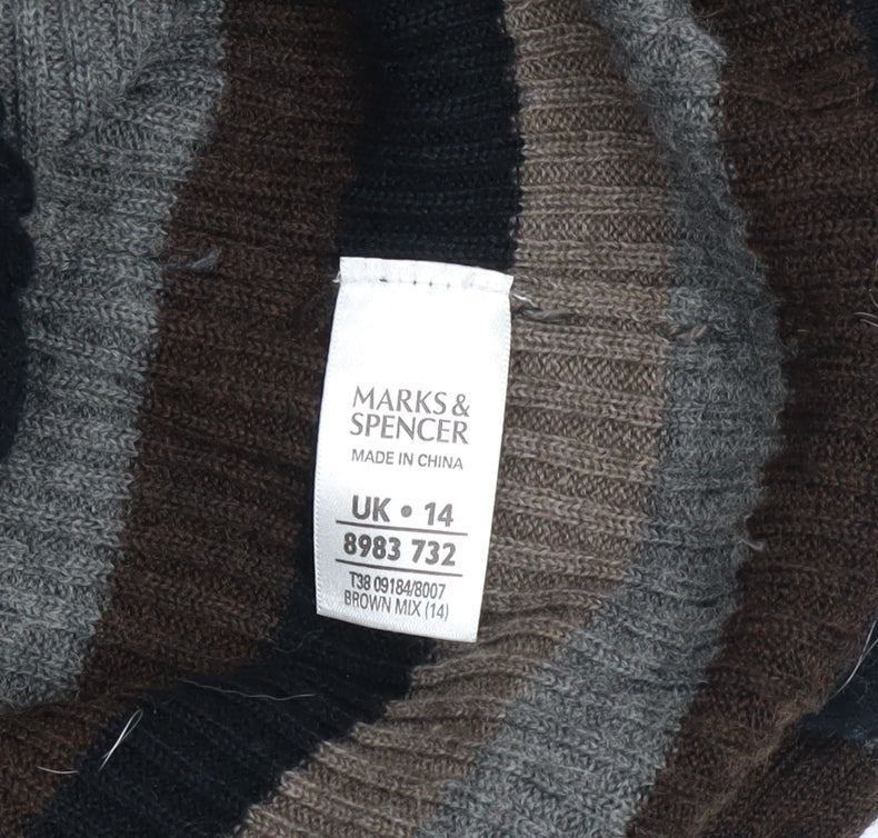 Marks and Spencer Women’s Brown Striped Ruffle Cardigan UK 14