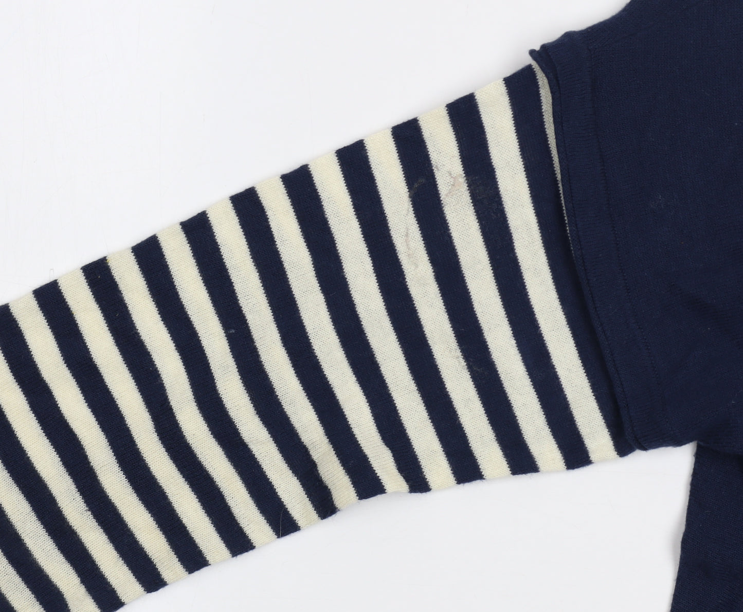 Goose Collection Women Blue Striped Cotton Pullover Jumper Size M